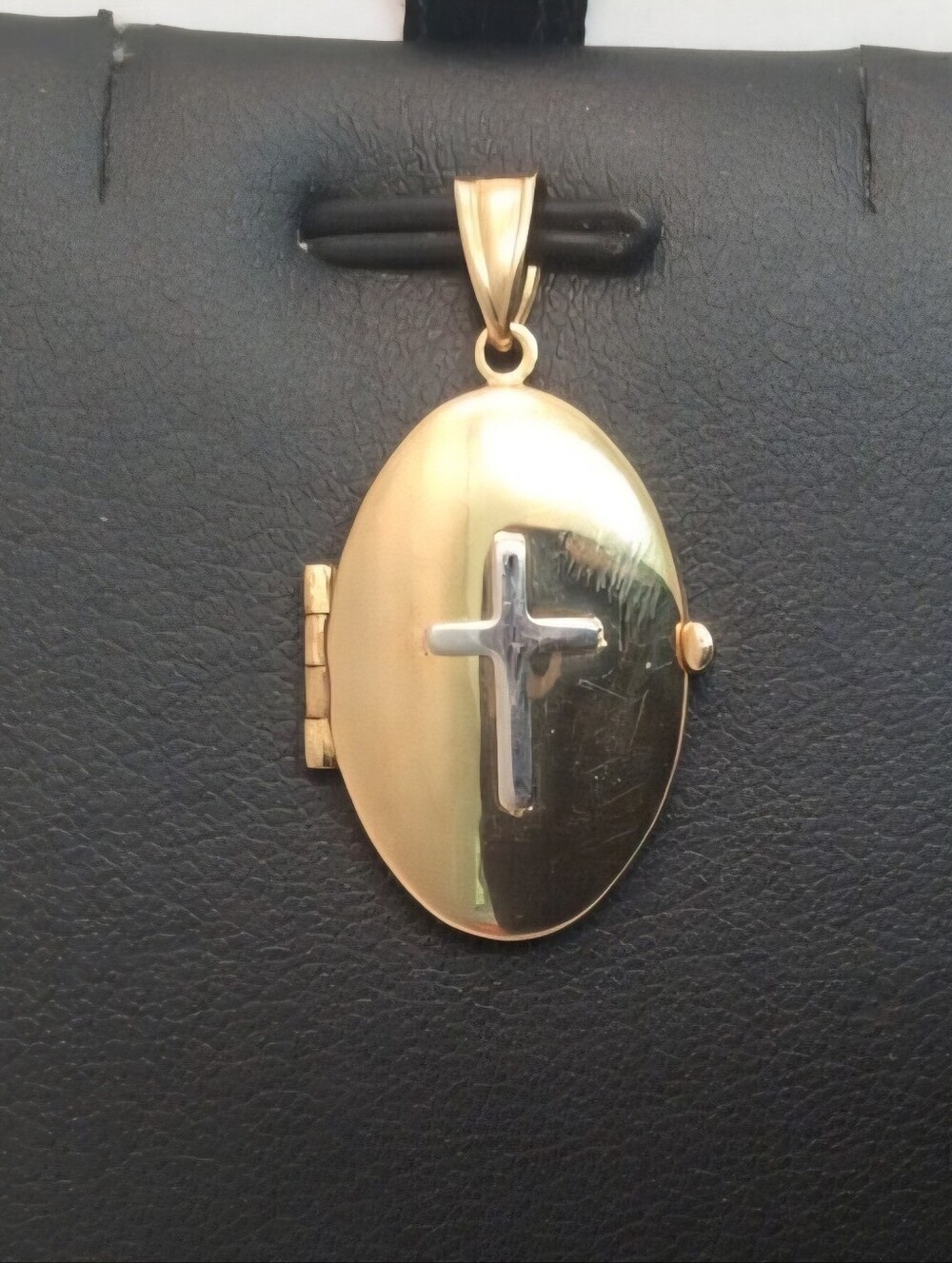 10k Gold Oval Cross Locket Pendant - Women's Jewelry
